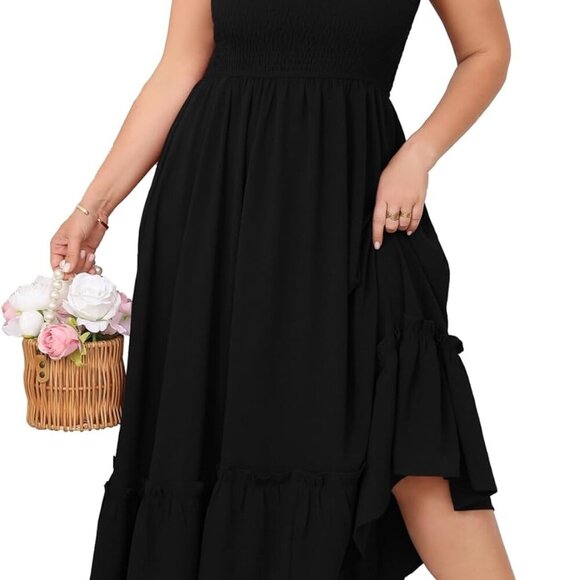 Women's Plus Size Maxi Dress Boho Sleeveless Tiered Beach Summer Dress - Picture 1 of 6